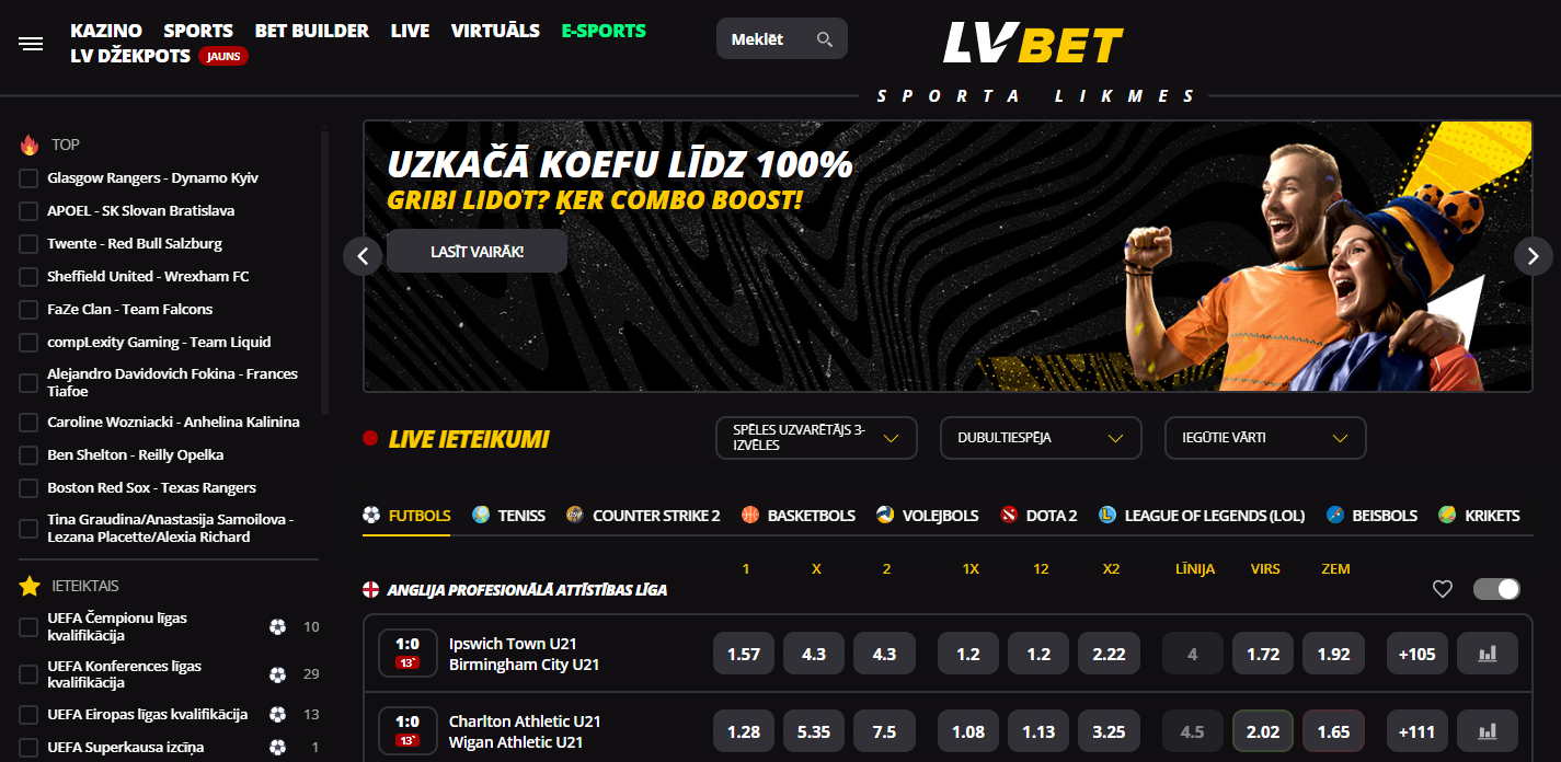 LV BET interface
